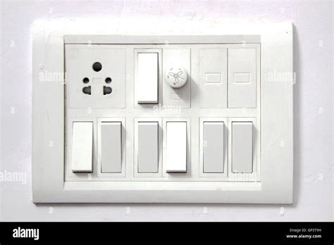 white electrical switch board panel  white concrete wall stock photo alamy