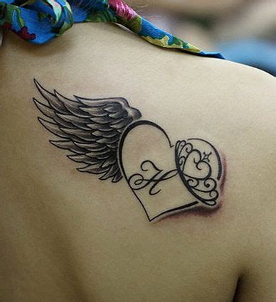 lovely heart angel wings tattoo