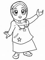 Anak Mewarnai Muslimah Tk Perempuan Paud Islami Cantik Alquranmulia Wanita Ayo Cerita Gampang Belajar sketch template
