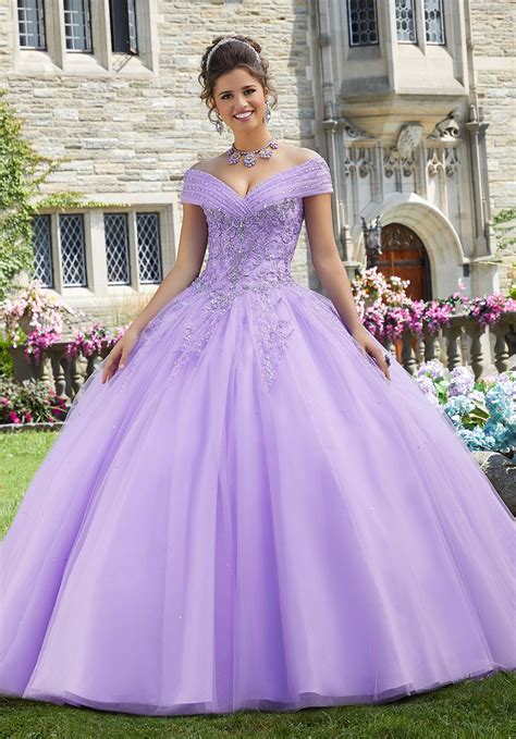rhinestone tulle purple quinceanera ballgown rapunzel xv dress