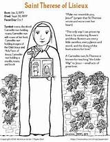 Therese St Lisieux Coloring Prayer Catholic Theresa sketch template