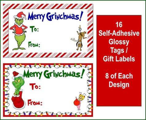 grinch  adhesive christmas   tags labels etsy