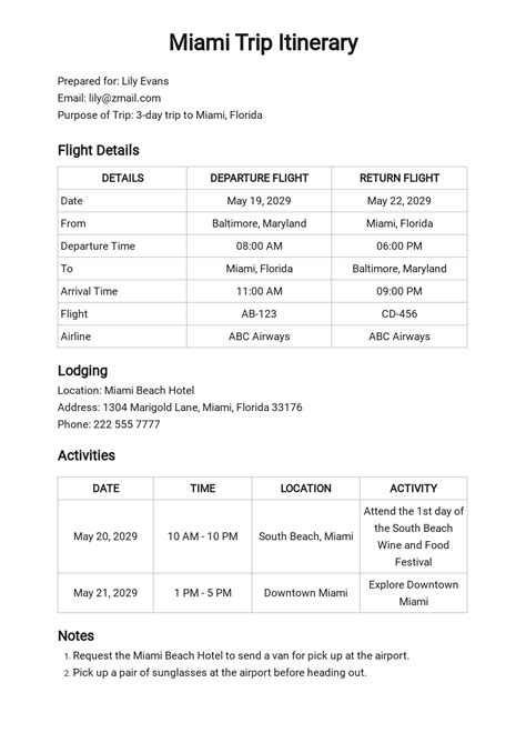 travel itinerary templates edit  templatenet