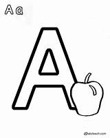 Coloring Letter Apple Aa Pages Alphabet Printable Outline Template Activity Only Printablee Letters Year Via Top sketch template
