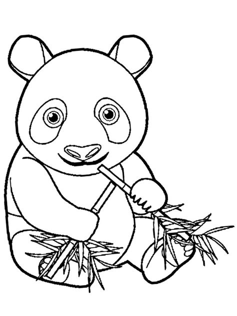colouring page panda eats bamboo coloringpageca