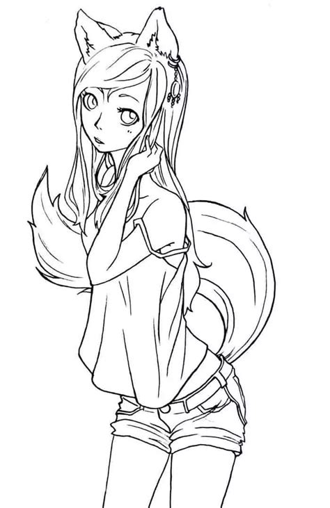 anime fox girl coloring pages  fox coloring pages  fox