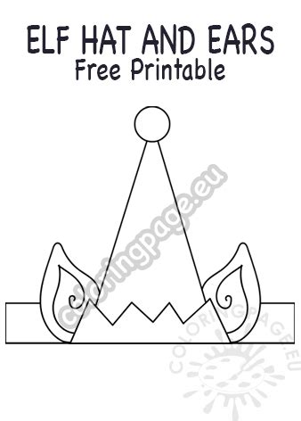 printable elf hat  ears template coloring page