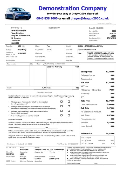 car dealer invoice invoice template ideas