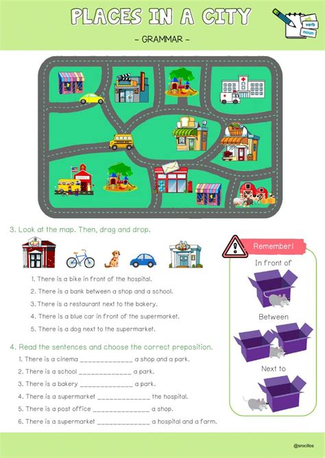 places   town  city interactive worksheet worksheets teaching