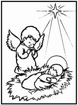 Nativity Coloring Pages Printable Kids Jesus Angel sketch template