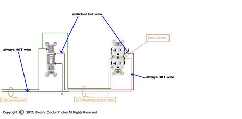 wiring  switched outlet wiring diagram power  receptacle cadicians blog