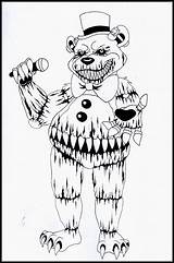 Nightmare Coloring Nights Five Pages Fredbear Puppet Freddys Drawing Naf Template Getdrawings Sketch sketch template
