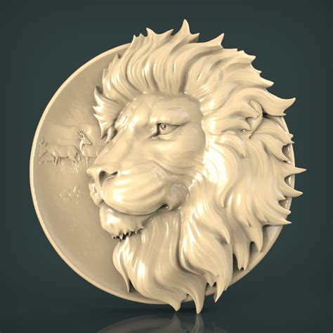 stl model  cnc   printer bas relief lion  stl