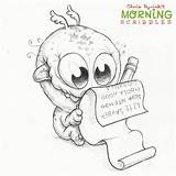 Scribbles Morning Drawings Funny Chris Ryniak Pencil Christmas Monster Wish List sketch template