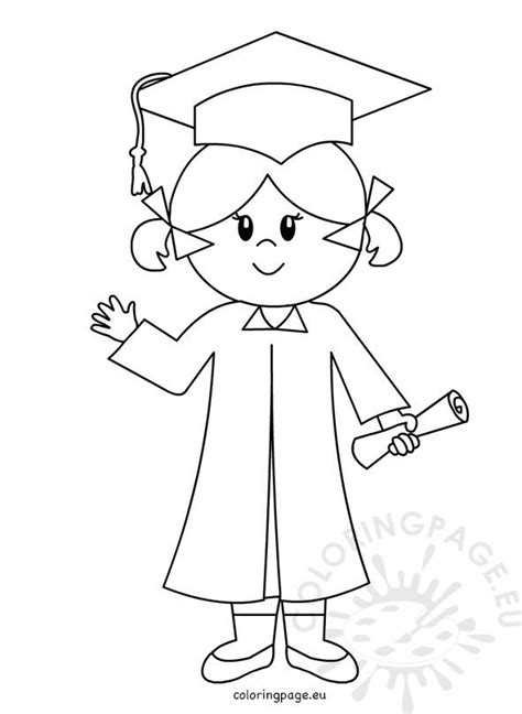 happy graduate girl  drawing coloring page