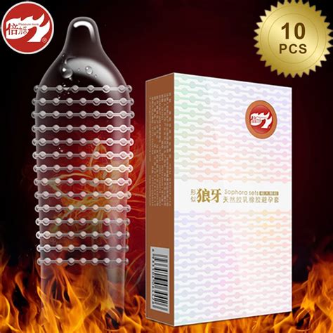 Beilile 10pcs 4 Times Fire Spiked Condom Penis Sex Kits Ice Condoms