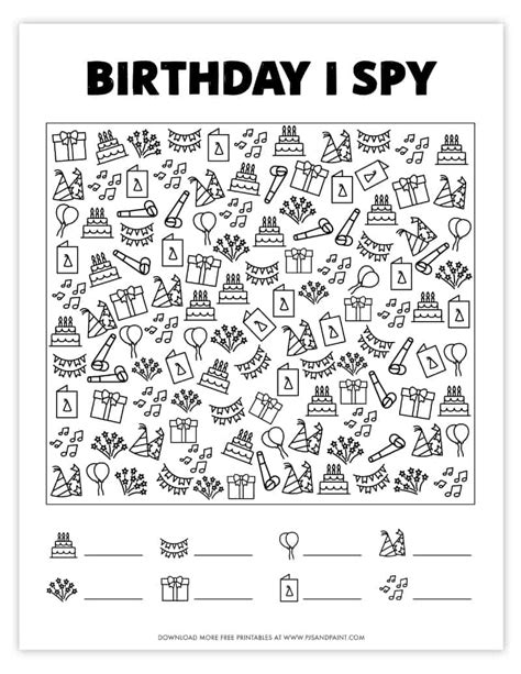 printable birthday  spy game  kids pjs  paint