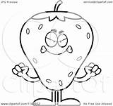 Strawberry Mascot Mad Cartoon Outlined Coloring Vector Thoman Cory Clipart Royalty sketch template