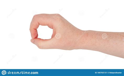 freckled white hand isolated womans hand side  making  circle