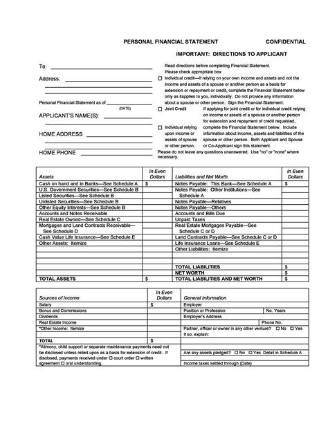 printable financial statement template printable templates