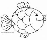 Fish Coloring Rainbow Pages Cute Cartoon Printable Kids Adults sketch template