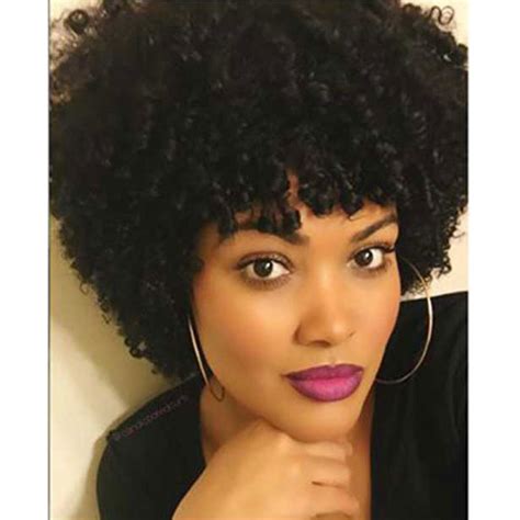 natural black afro wig kinky curly short hair wigs for