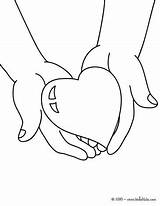 Heart Hand Coloring Pages Hellokids Print Color sketch template