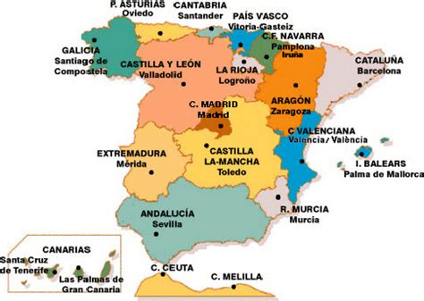 ccaa  sus capitales ciencias sociais pinterest mapas geografia  espana