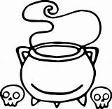 Coloring Cauldron Halloween Witch Drawing Wecoloringpage Cute sketch template