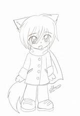 Outline Boy Neko Anime Template Coloring Drawing Deviantart Drawings Manga sketch template