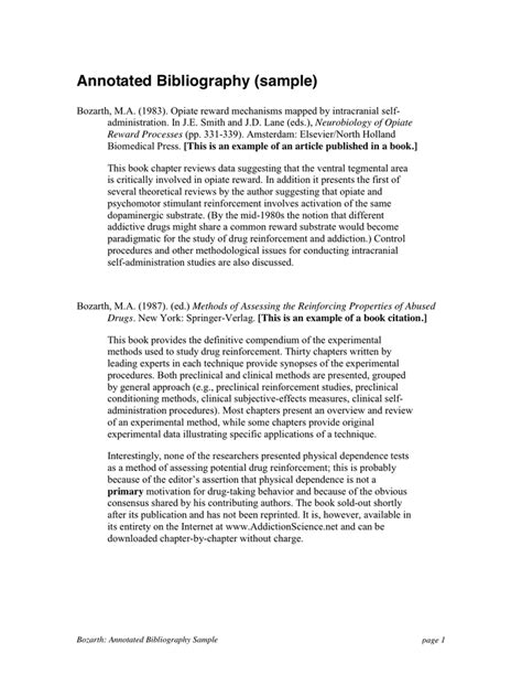 annotated bibliography sample  word   formats