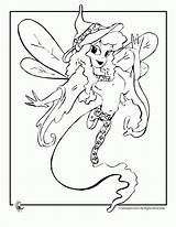 Coloring Pages Fantasy Fairy Library Clipart Genie Line sketch template