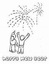 Coloring Fireworks Year Celebration Lovely Public Netart sketch template