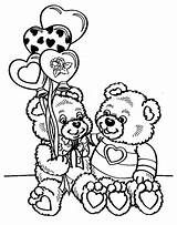 Coloring Valentines Bear Teddy Pages Couple Holidays sketch template