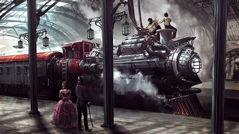 sci fi steampunk hd wallpaper by thomas chamberlain