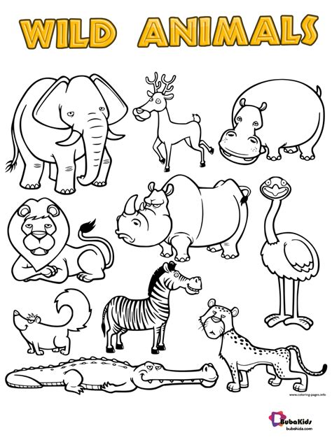 wild animals printable coloring page bubakidscom