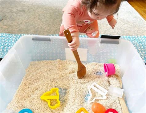 rice sensory bin  toddlers  mothership