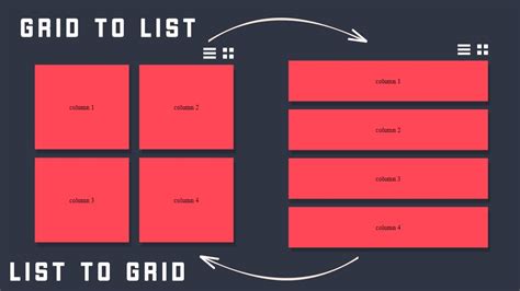 create list view  grid view  javascript