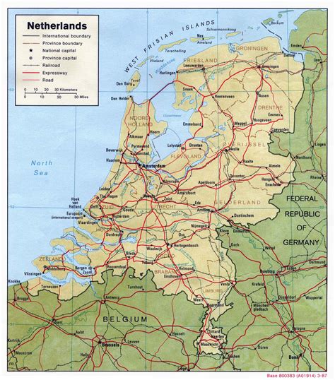 large political  administrative map  netherlands  relief