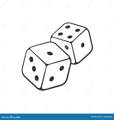 doodle   dice  contour stock vector illustration