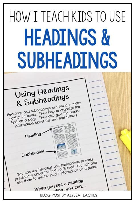 teaching headings  subheadings   fun  interactive lesson
