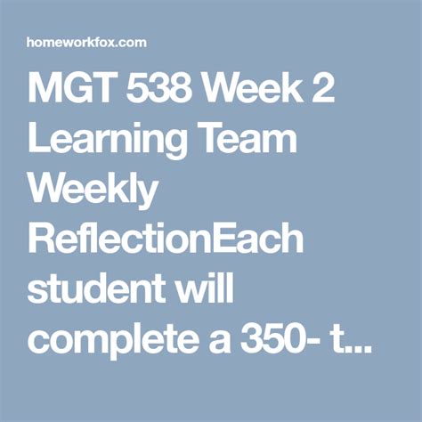 mgt  week  learning team weekly reflection paper outline