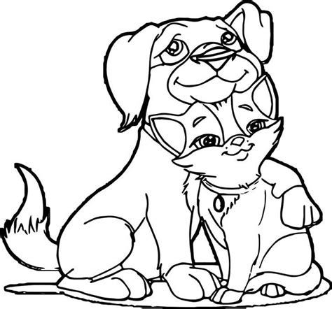 coloring pagescat  dog coloring pages dog  cat friends coloring
