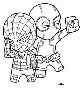 Deadpool Coloring Spiderman Pages Chibi Choose Board sketch template
