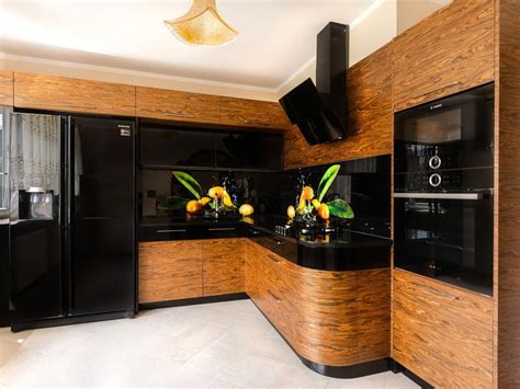 ultra modern  sleek black  wood kitchens page