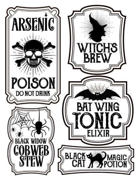 halloween bottle labels  printables potions labels