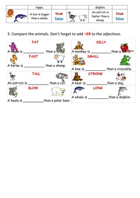 comparison of short adjectives worksheet