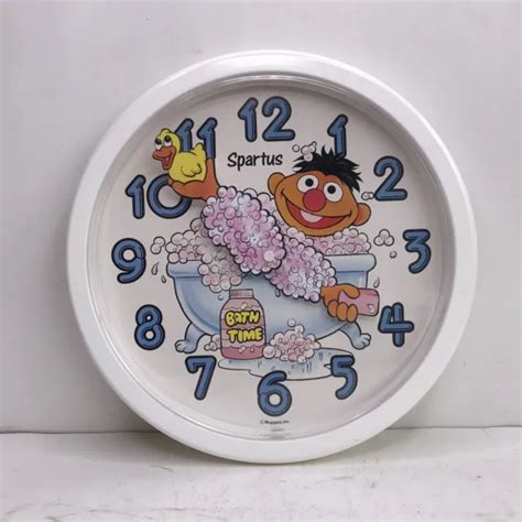 vintage spartus ernie bath time wall clock battery sesame street muppets   picclick