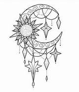 Coloring Sun Dreamcatcher Henna Mond sketch template