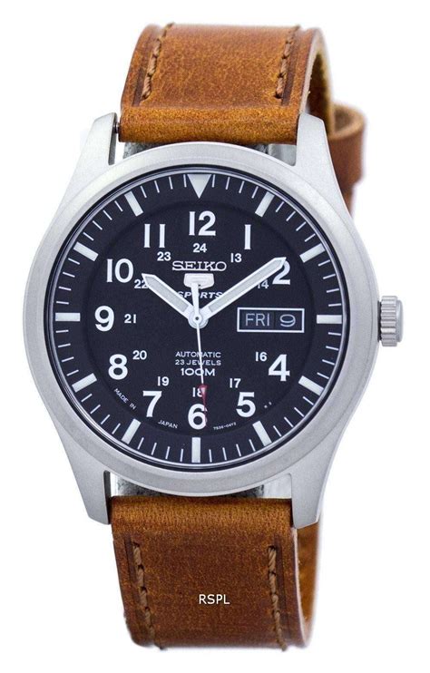 seiko  sports automatic japan  ratio brown leather snzgj ls